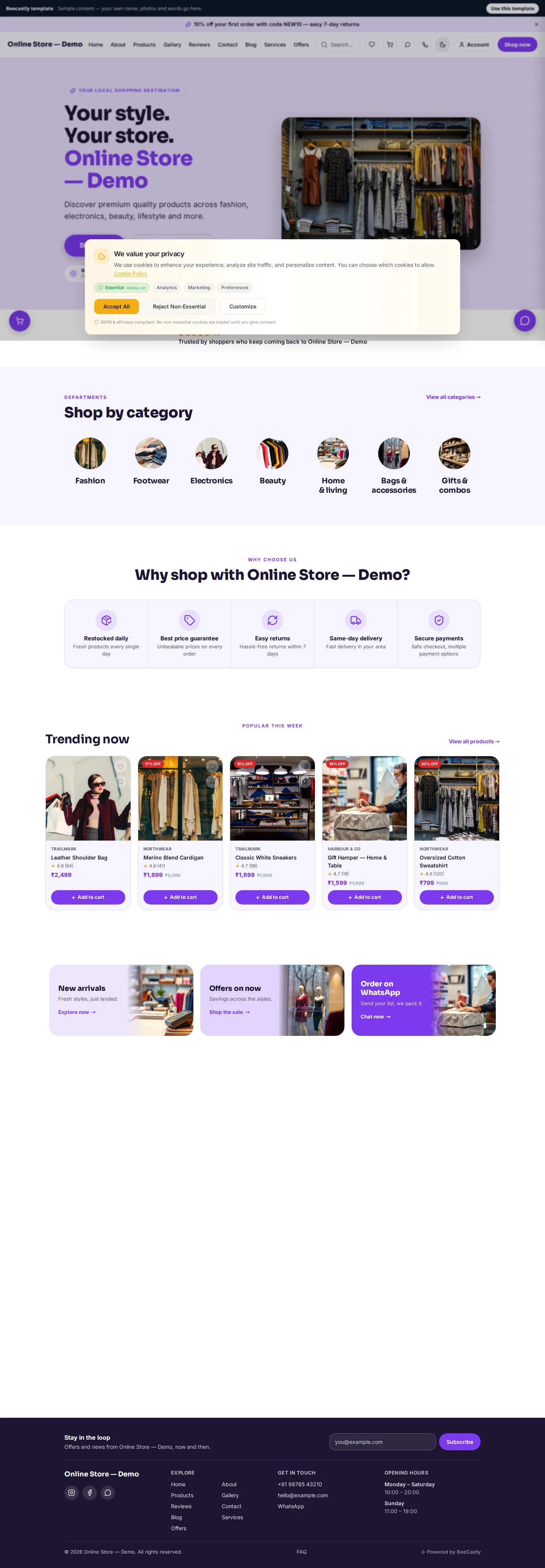 Retail Store — Aisle — Velora Goods — conținut demonstrativ