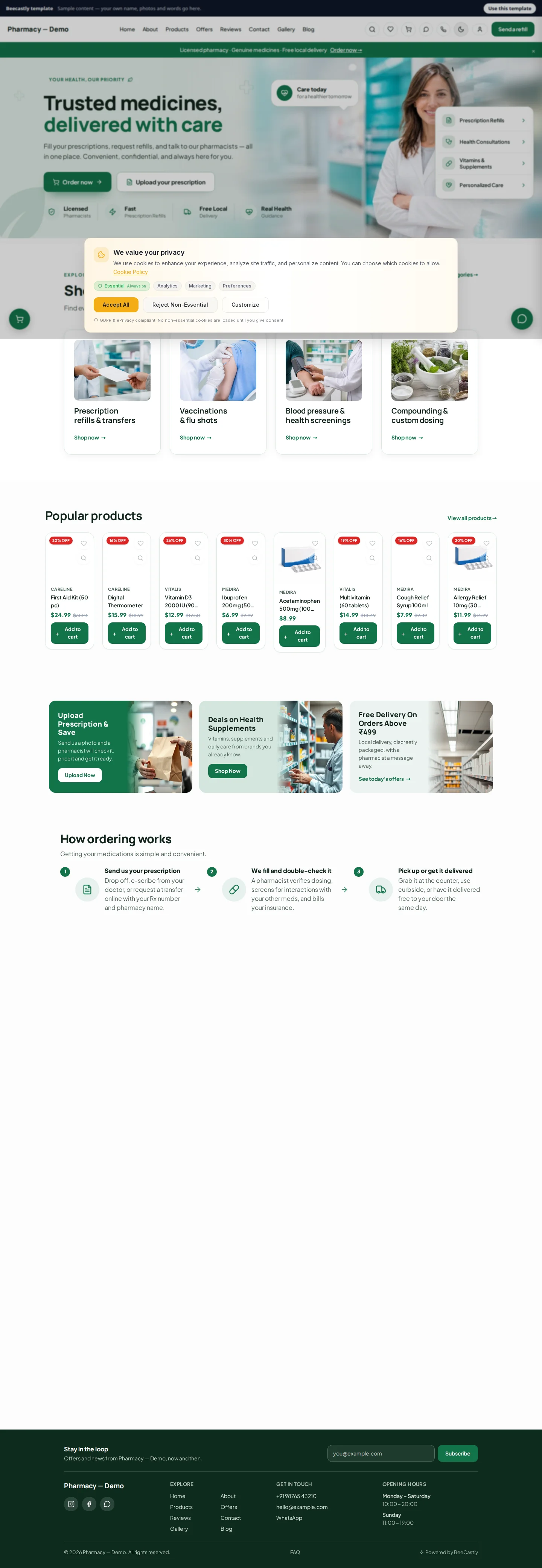 Pharmacy — Apothecare — CarePlus Pharmacy — contenuti di esempio