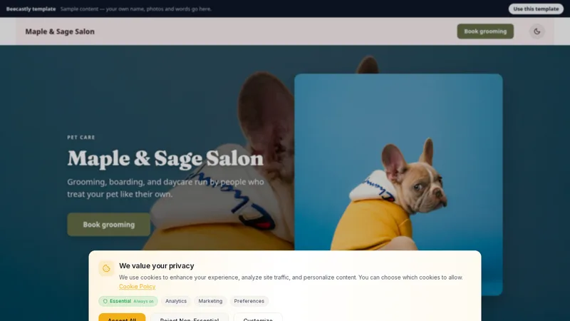Booking page — Paws & Co. Grooming — ukázkový obsah
