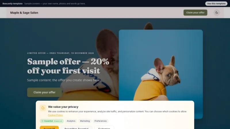 Offer page — Paws & Co. Grooming — 샘플 콘텐츠