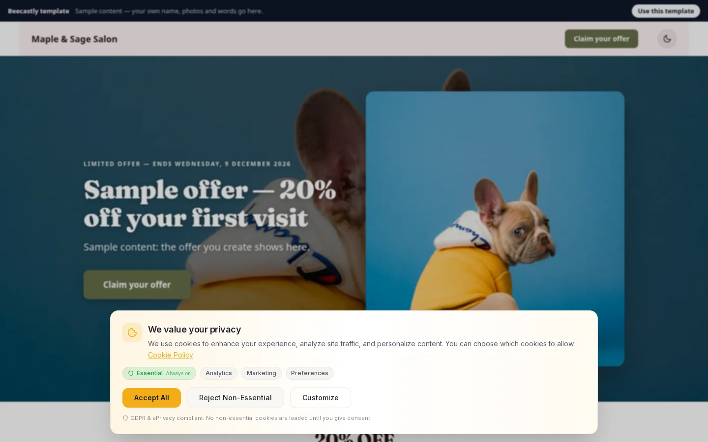 Offer page — Paws & Co. Grooming — ukázkový obsah