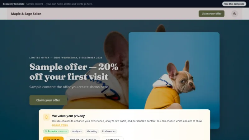 Offer page — Paws & Co. Grooming — ukázkový obsah