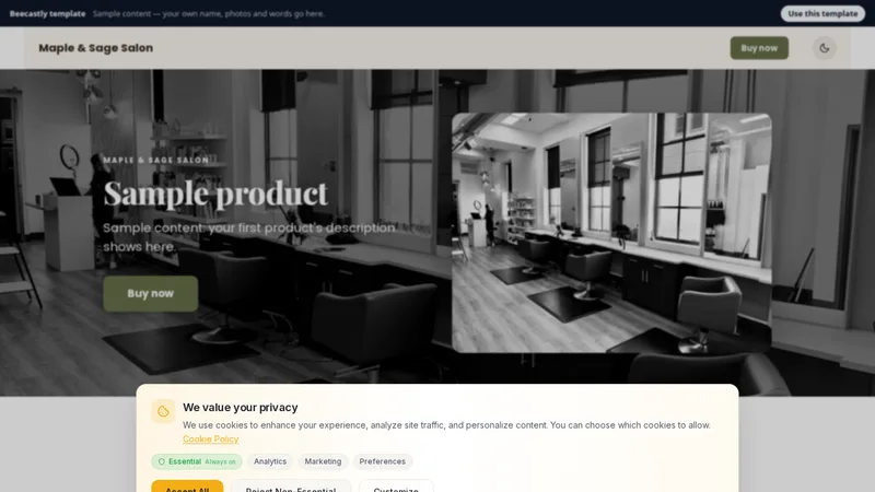 Product page — Maple & Sage Salon — konten contoh