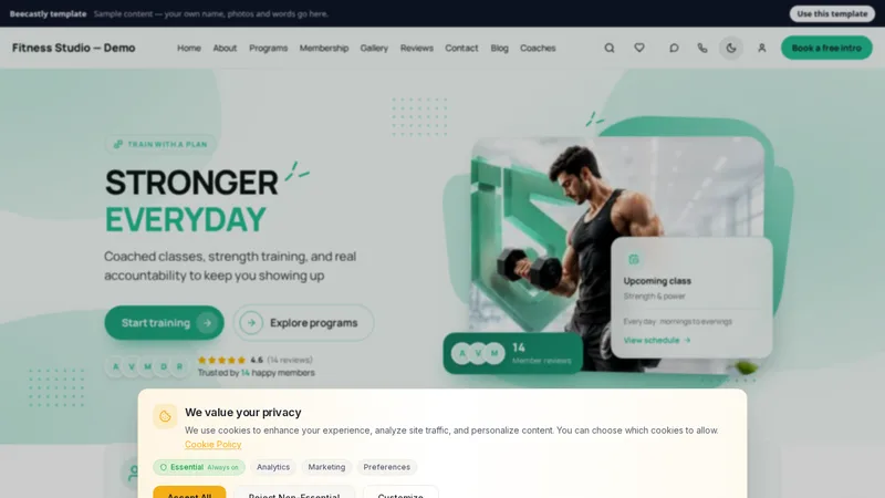Fitness Studio — Atelier — Northside Studio — kandungan contoh
