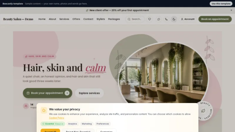 Beauty Salon — Atelier — Maple & Sage Salon — sample content