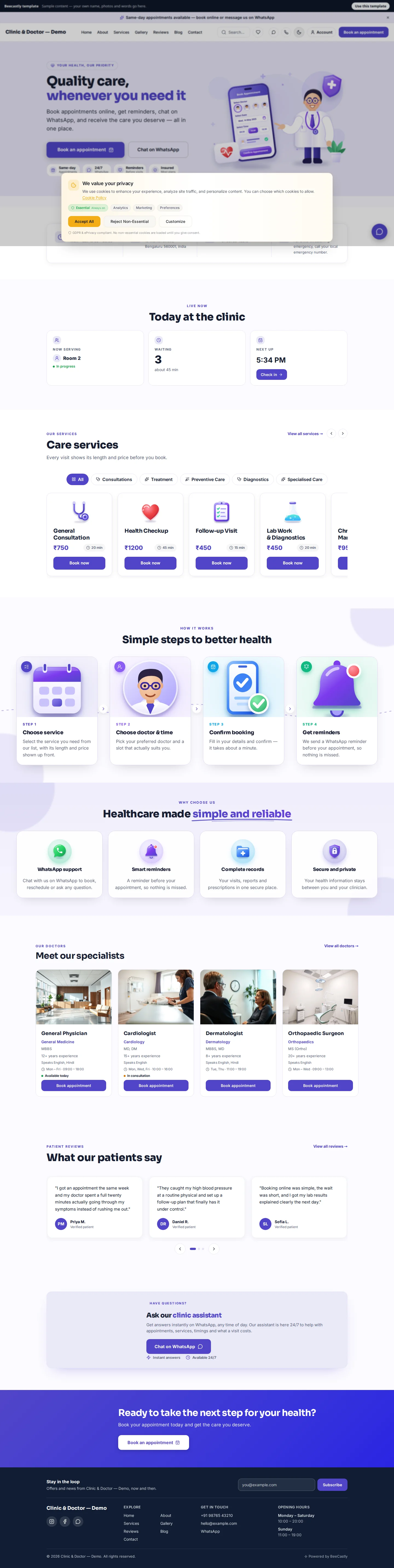 Clinic & Doctor — CarePulse — Riverside Family Clinic — محتوای نمونه