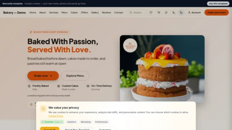 Bakery & Cakes — Confection — Sugar & Crumb Bakery — sample content