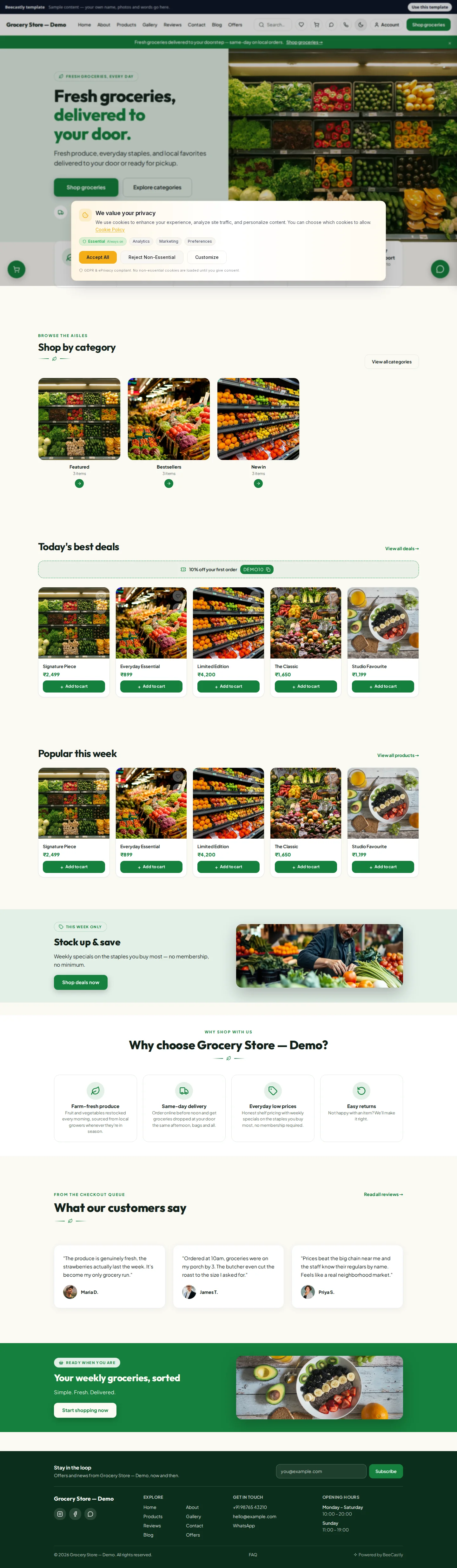 Grocery Store — Market Fresh — Green Basket Grocers — محتوى تجريبي