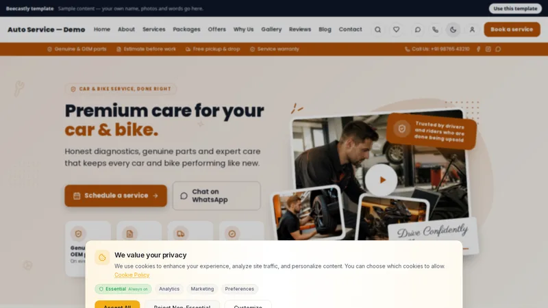 Car & Bike Service — Torque — Torque Garage — sample content