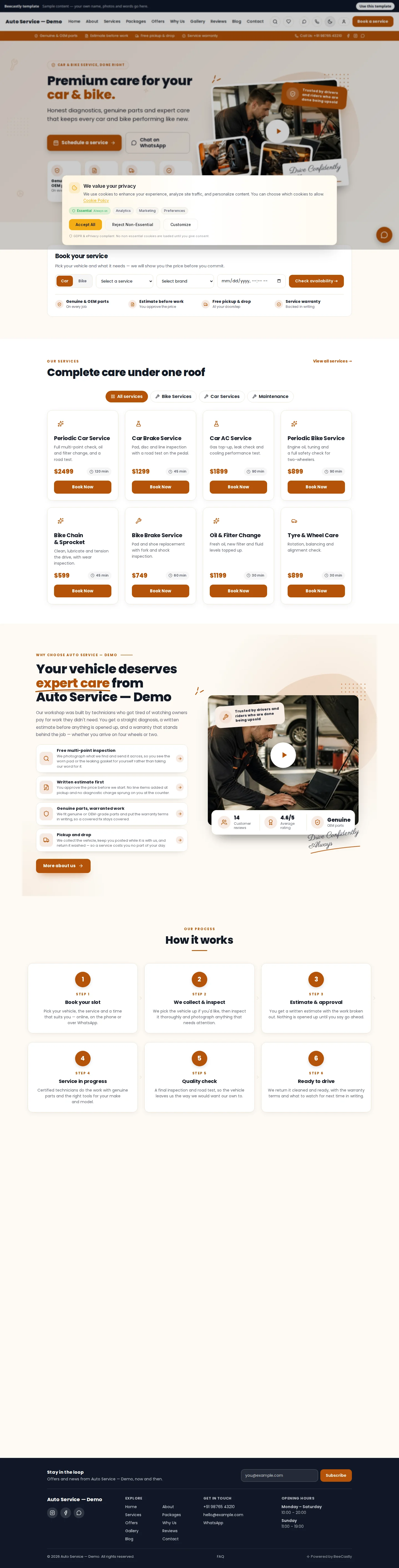 Car & Bike Service — Torque — Torque Garage — contenuti di esempio